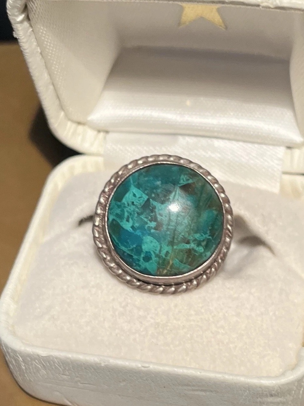 Native American Signed Sterling Silver Turquoise Ring Vintage